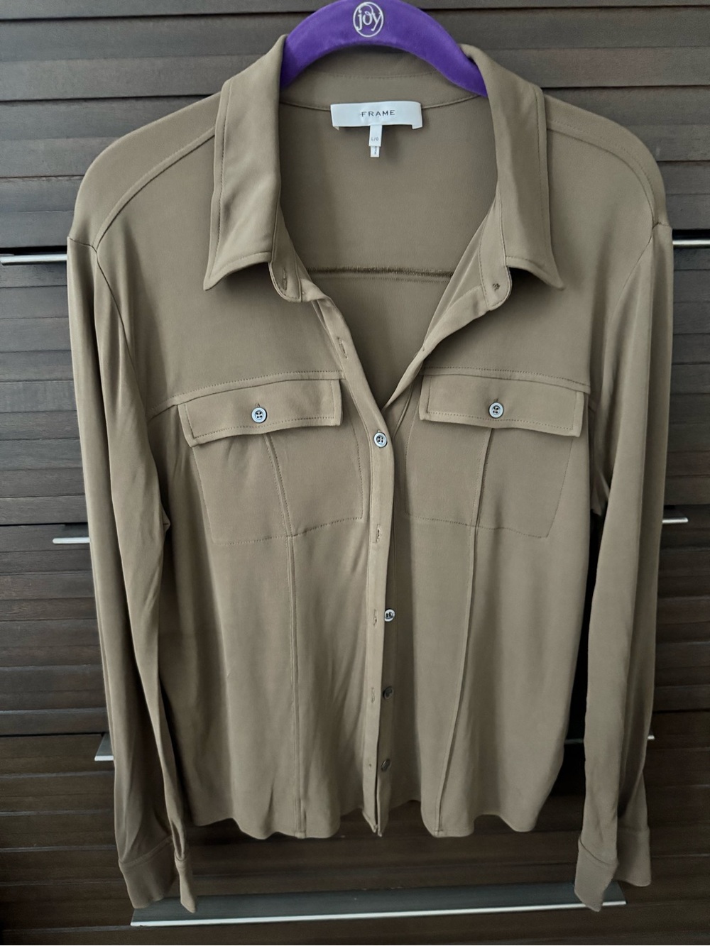 FRAME Brown Taupe Button Down Shirt